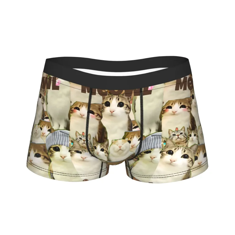 Meowl Cat Owl Cute Pet Aufkleber Unterwäsche Bequeme Höschen Zoll Boxershorts für Männer 3D-Beutel Übergröße Trunk