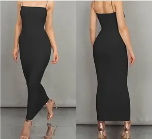 Abito lungo aderente sexy da donna Abito lungo con cinturino per spaghetti Abito da sera per club Party Abito estivo alla moda