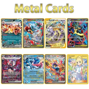 Cool NEW Pokemon Metal Card 10000 Points Arceus Charizard Super Card English Mewtwo Lucario Greninja Lillie Anime Cards