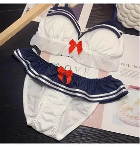 Set intimo donna Navy carino core reggiseno da donna set mutande fiocco abito da marinaio Lolita cosplay set ragazza sexy da donna Set lingerie