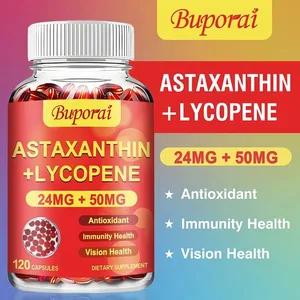 Astaxanthin + Lycopene Capsules - Antioxidant Supports Heart Vision and Prostate Health Improves Immunity
