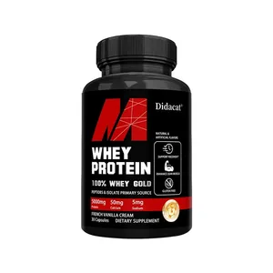 Cápsulas de proteína de soro de leite - Contém 5000 mg de proteína - Apoia a recuperação Saúde muscular equilibrada Sem glúten NÃO OGM