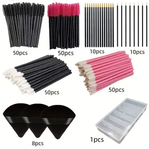 Conjunto de pincéis de maquiagem 229 PCS - 100 pincéis para cílios e 100 pincéis para lábios com estojo de armazenamento Kit completo para iniciantes/profissionais (salão de beleza e uso doméstico)