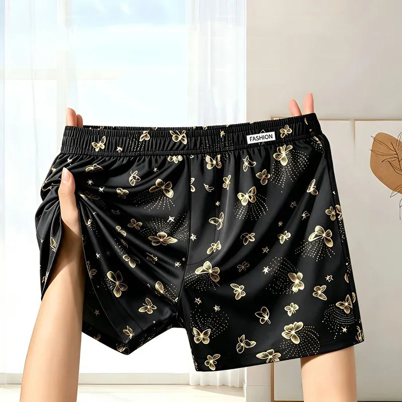 Pantalones Aro personalizados con estampado de mariposas para hombre, ropa interior informal holgada y transpirable, calzoncillos tipo bóxer de moda, 4 piezas