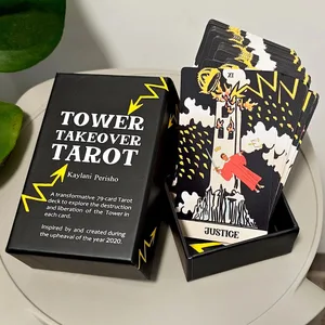 Tarotová paluba 12*7cm Tower Takeover v pevné krabičce Unikátní 79kartová tarotová sada pro transformaci a osvobození s dvojitým reliéfem