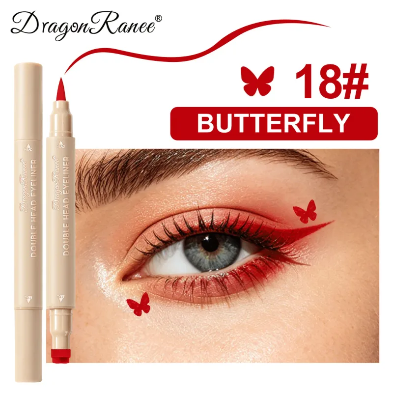 Eyeliner con sigillo a doppia estremità 2 in 1 Asciugatura rapida Impermeabile e resistente al sudore Non facile da sbavare Eyeliner colorato per trucco occhi