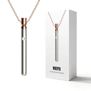 Collier vibromasseur à balles, Rechargeable, Portable, en acier inoxydable, pendentif vibrant argenté, masseur, jouets sexuels discrets pour femmes