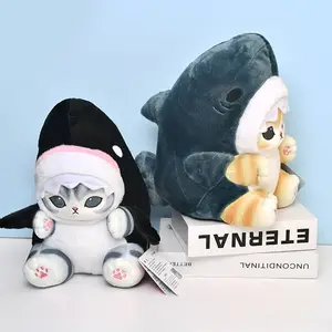 27cm Mofusand 상어 고양이 플러시 장난감 귀여운 만화 인형 동물 인형 소프트 카와이 애니메이션 고양이 포옹 플러시 베개