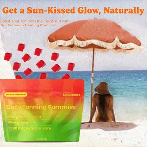 Tanning Gummies - Natural Tanning Supplement with Astaxanthin Lycopene & Beta Carotene - Boost Melanin for Radiant Skin & Glow