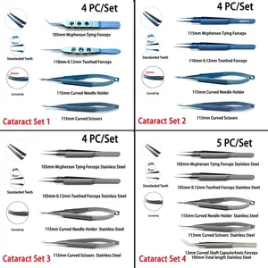 Set per cataratta per uso non medico, pinzette, porta aghi, 4 pezzi/set, strumenti di riparazione per la casa