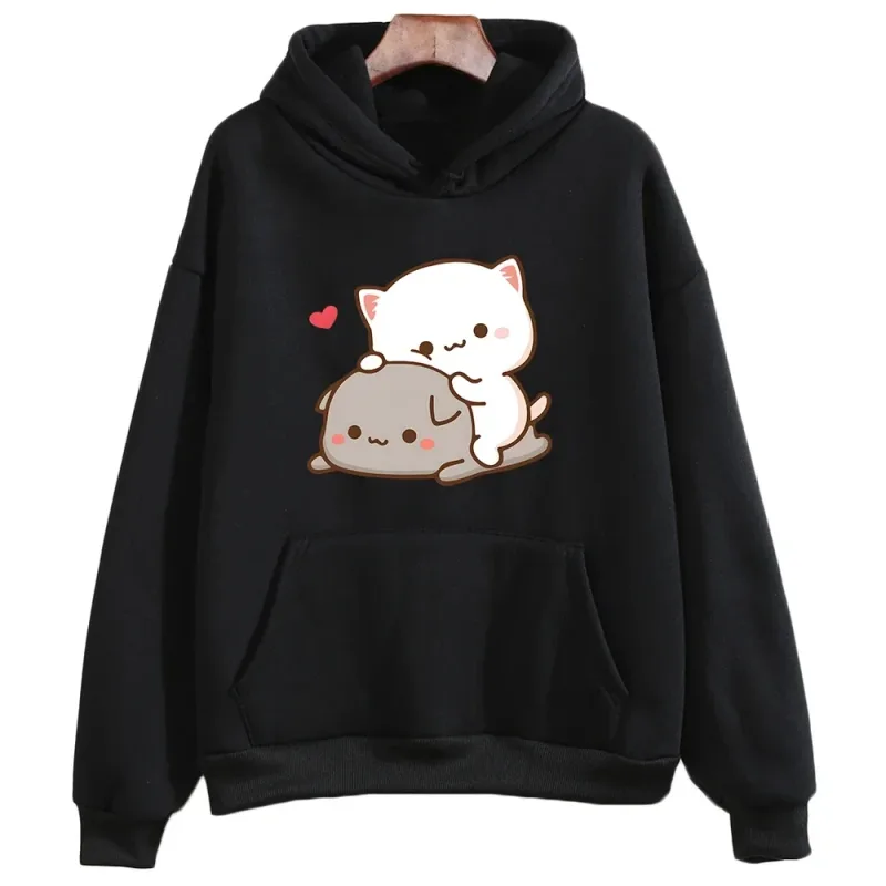 Mochi Peach And Goma Cute Cat Hoodie Sweatshirt für Mädchen Mode Kawaii Cartoon Pullover Women_Men Umweltschutz