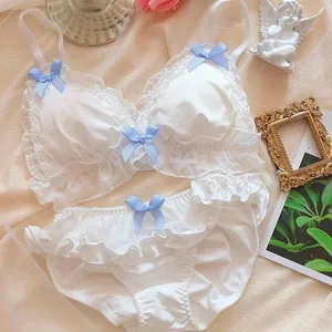 Lolita – sous-vêtements pour fille, ensemble soutien-gorge et culotte mignons, sous-vêtements intimes de sommeil, doux Kawaii en dentelle, ensemble de soutien-gorge confortable, belle Lingerie