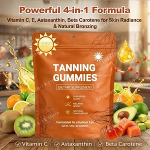 Tanning Gummies for Women Sunless Bronzing Glow Support Vegan Sugar-Free Non-GMO Astaxanthin & Lycopene 60 Count