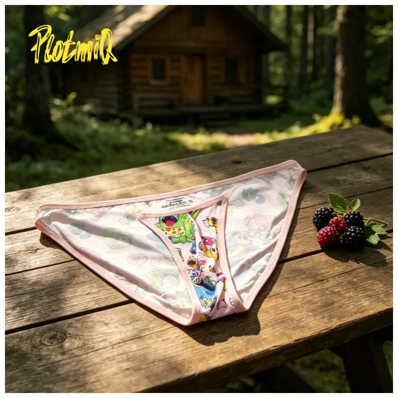 1PCS Full Print Cartoon Graffiti Men Briefs Soft Fabric Wide Waistband 3D U Pouch Low Rise Close Fit Mens Underwear