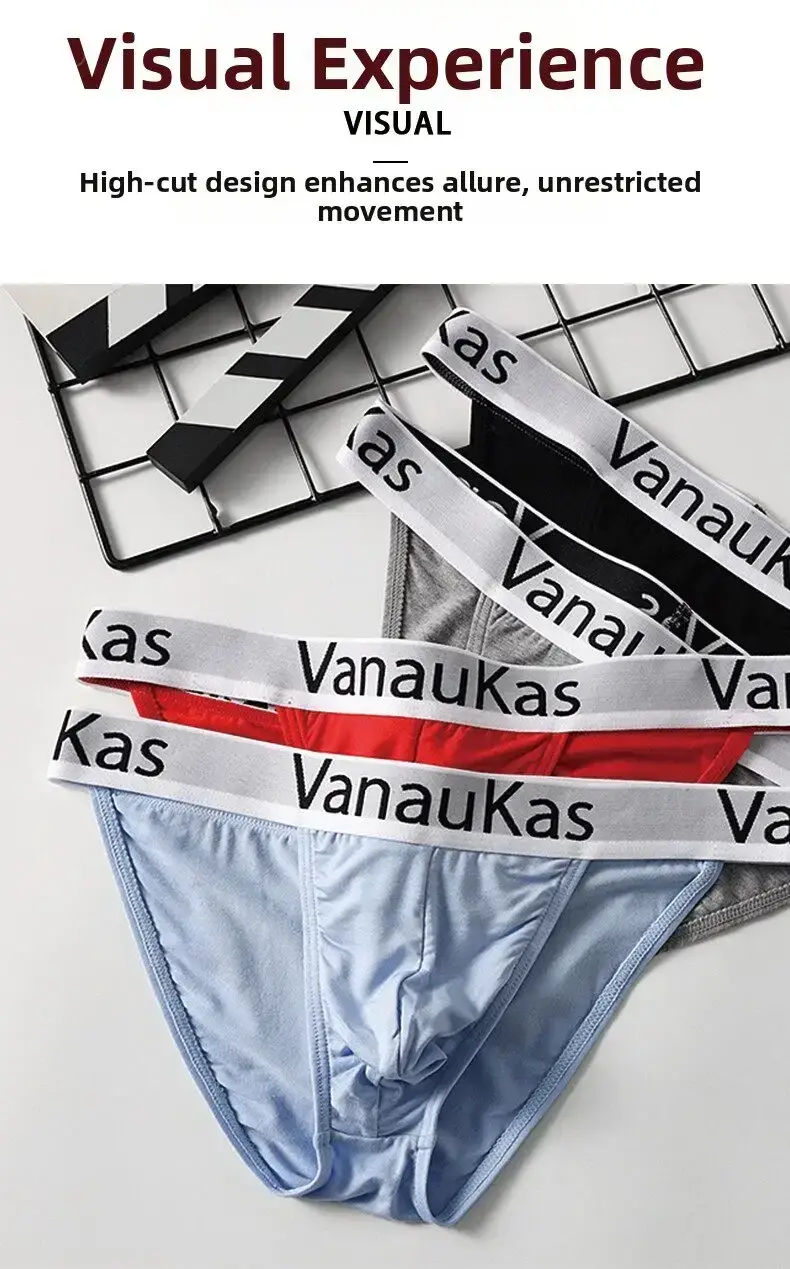 New Men's Underwear Briefs High-Cut Small Triangle Underpants Sexy Low-Rise Hollow Out Cotton Panties with Elastic Waistband
