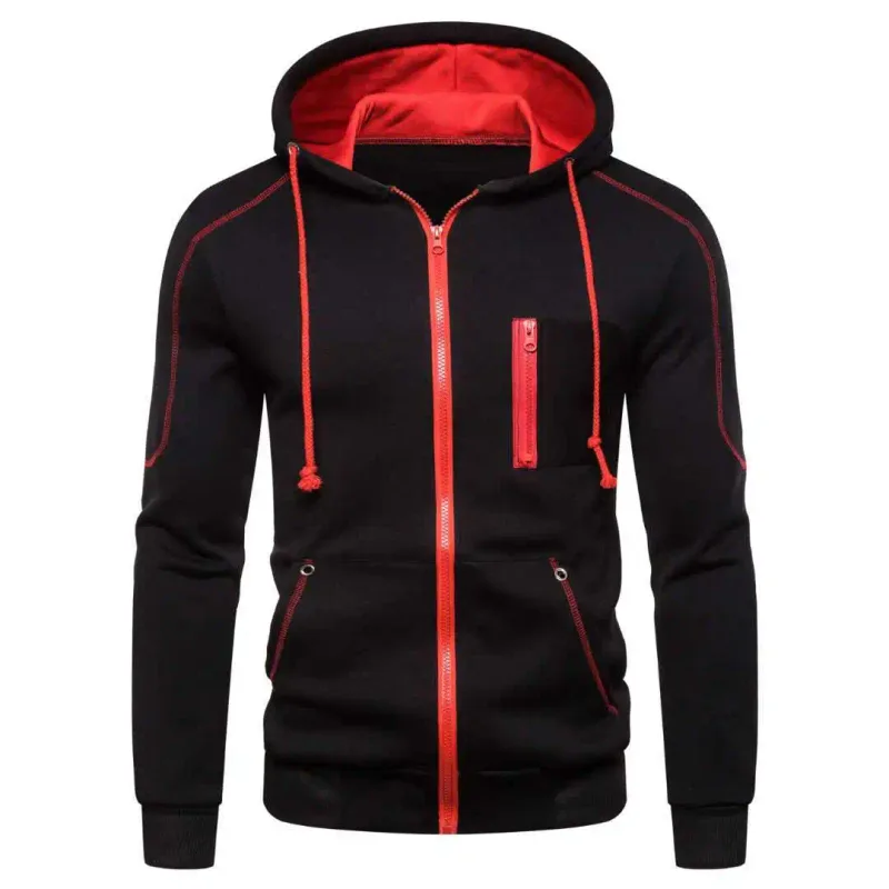 Herre hættetrøje Sort Hvid Army Grøn Rød Hætte Farve Blok Fleece Cool Casual Vintertøj Beklædning Hættetrøjer Sweatshirts