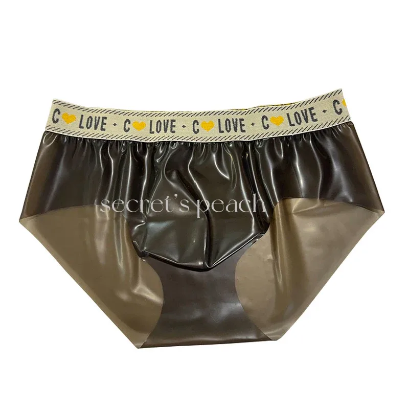 Natural Latex Tranparent Black Men's Underwear Invisible Seams Chlorinated Latex Pants Pluse Size
