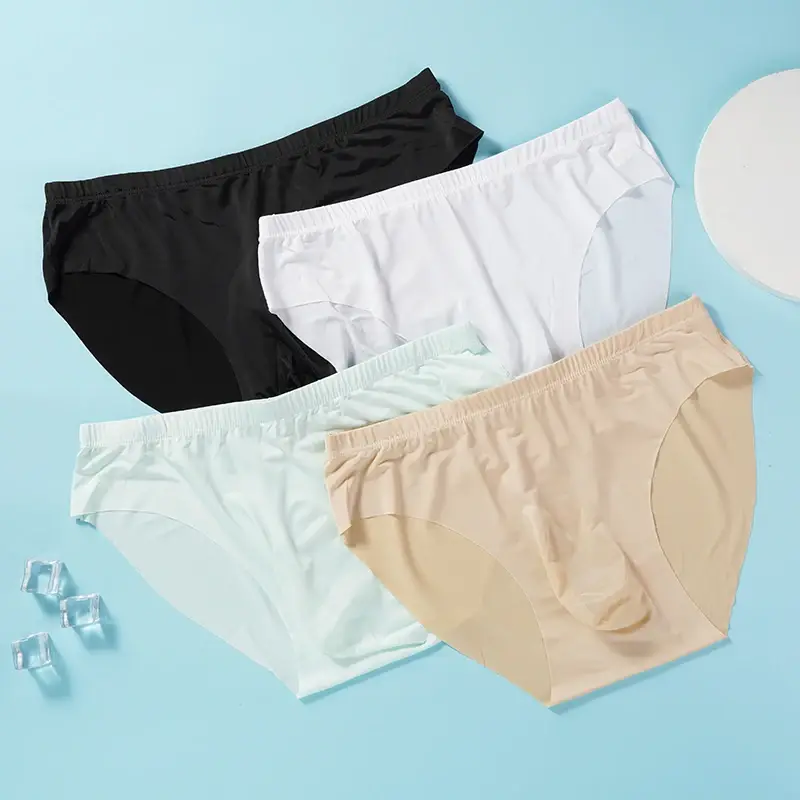 5 Paare/los Männer Ultra-dünne Höschen Eis Seide Slip Sommer Transparent Nahtlose Sexy Schnell trocknend Atmungsaktive Unterwäsche Briefs