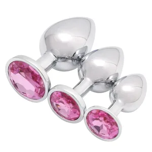 Ensemble de plug anal en métal de luxe, Kit d'entraînement de fesses, jouets pour adultes, hommes femmes, couples débutants, cadeaux sexuels, grand, moyen, petit, rose