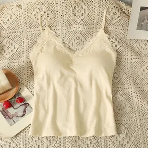 Komfort åndbar blonde camisole strop bh ensfarvet crop top sexet stil trådfri sommertop