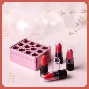 Materiale per rossetto fatto a mano fai-da-te Stampo per campioni in alluminio a 12 fori Set di tubi vuoti per rossetto piccolo da 9,3 mm fatto a mano