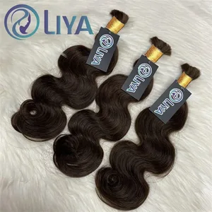 Body Wave ömlesztett haj fonásra Sötétbarna #2 Hajcsomagok Nyers indiai haj 100%-ban feldolgozatlan emberi hajhosszabbítás 50g haj tömeges