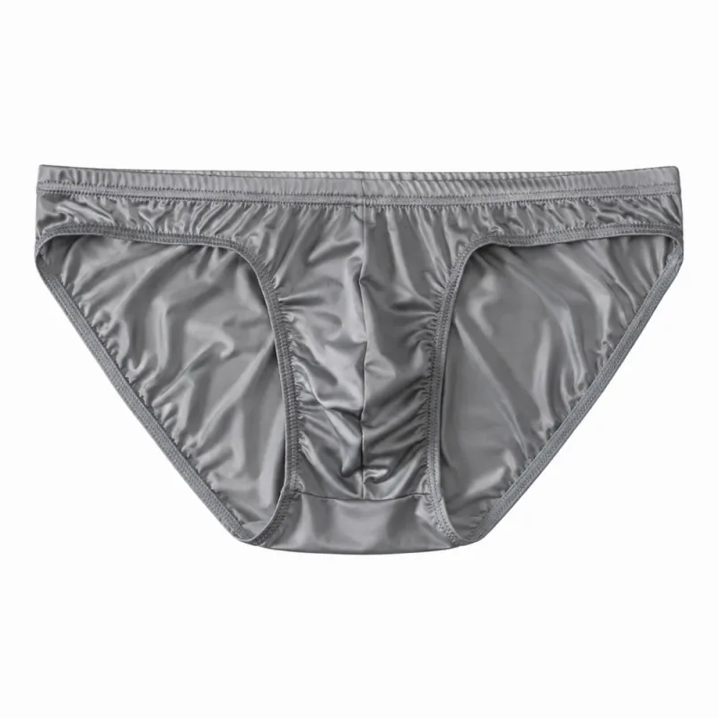 Cool Glat Herreundertøj Lavtaljet Bulge Pouch Is Silk Briefs Lingeri Åndbar Satin Silke Trusser Daglig rutine
