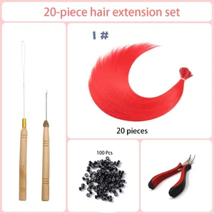 20 股/包隨機十種顏色合成彩色 I-Tip 接發棒直髮 16 吋女式耐高溫