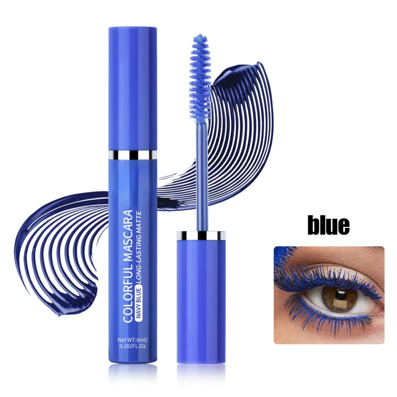 Ciglia mascara colorate Blu Rosa Verde Mascara impermeabile colorato Affascinante mascara arricciacapelli a lunga durata Trucco natalizio per occhi
