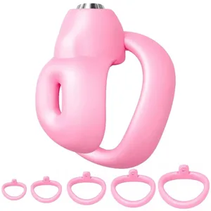 Ensemble de Cage de chasteté pour pénis masculin, petite Mini Cage de chasteté avec 5 anneaux péniens, Bondage esclave, jouet sexuel pour homme