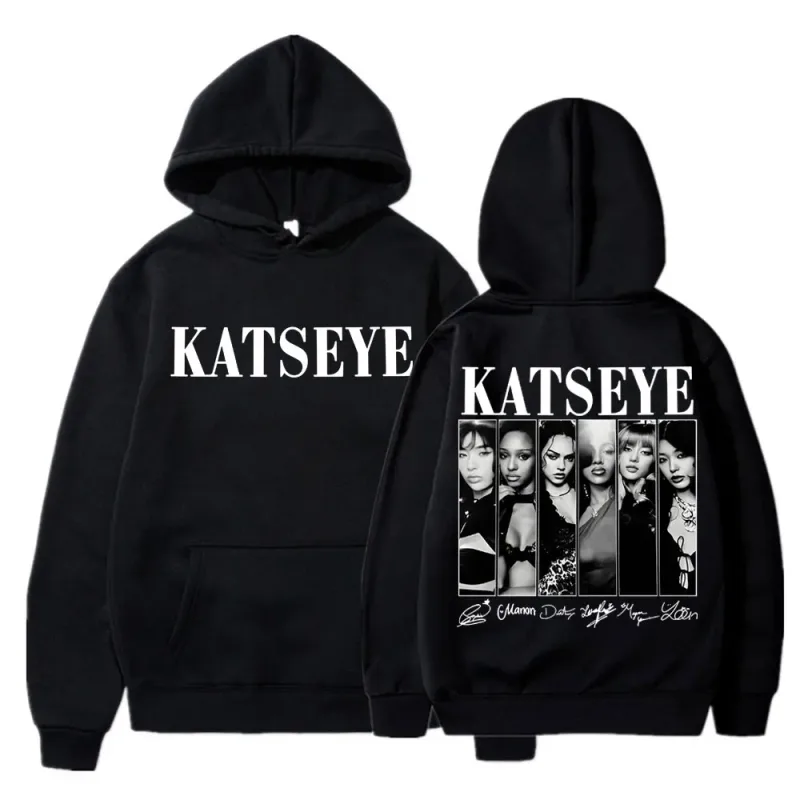 Hoodie Gambar Kpop Katseye Terbatas Vintage Pria Wanita Trendi Y2k Kaus Hoody Bulu Domba Pakaian Olahraga Ukuran Besar Hadiah Penggemar Jalanan
