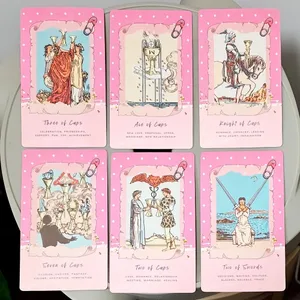Pink Waite Tarot The Dreamy Pink Collage Tarot Deck 78 estetických kawaii tarotových karet s významy 12*7cm dvojitě reliéfní