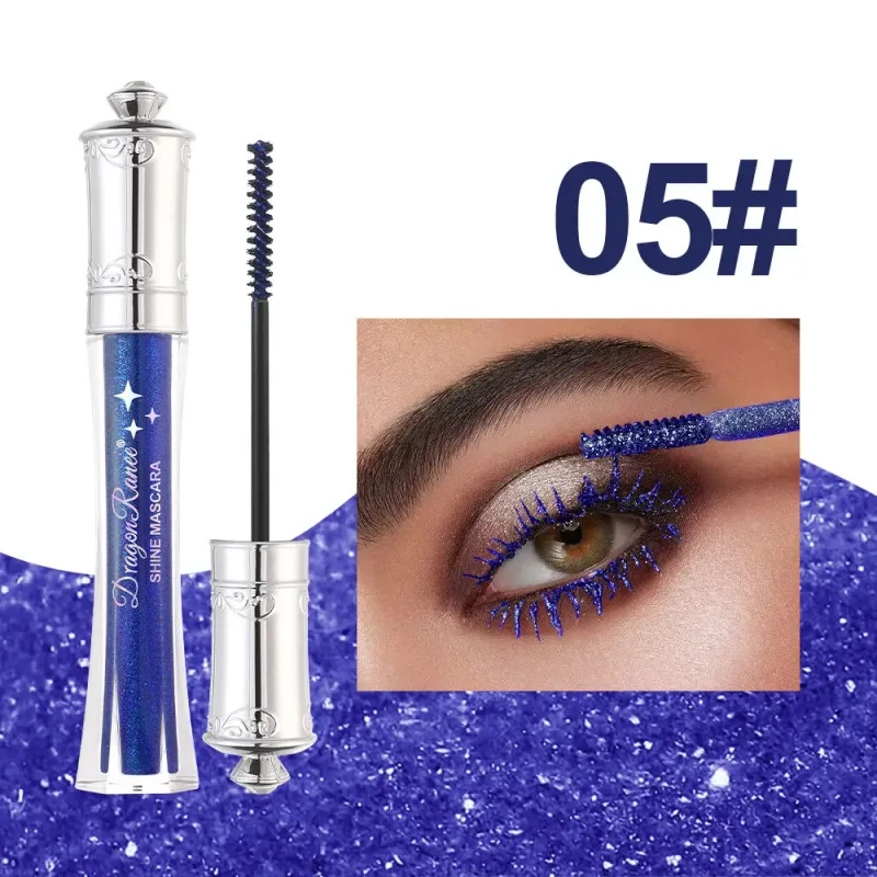 Mascara colorato con diamanti brillanti, glitter blu, mascara impermeabile scintillante, estensione delle ciglia di bellezza, trucco occhi luccicante ad asciugatura rapida