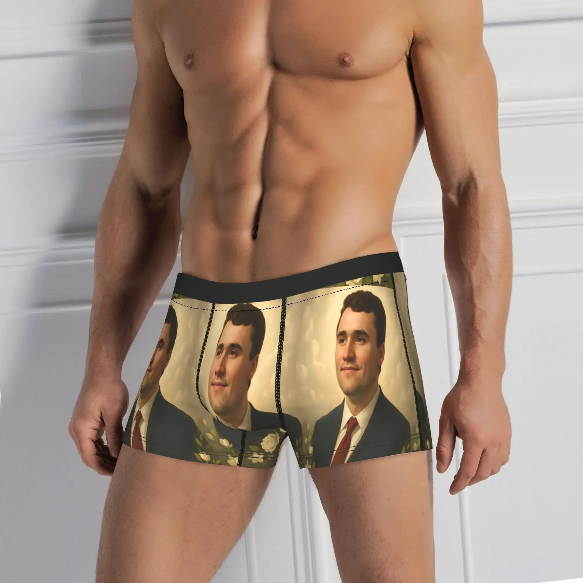 Charlie Kirk Angelic Avukat İç Giyim Komik Külot Baskılı Boxer Kısa Erkekler Için 3D Kese Artı Boyutu Boxershorts