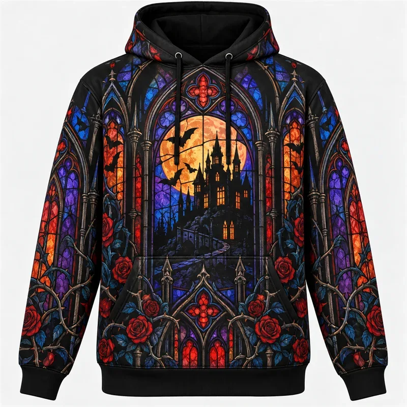 Sudadera con capucha Halloween 3D All Over Print Poliéster Gótico Fantasma Calabaza Murciélago Bruja Calavera Horror Streetwear Pullover Unisex