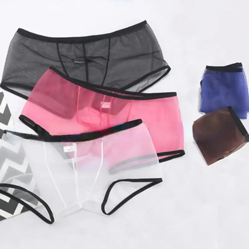 Lelaki Melihat Melalui Seluar Boxer Ultra Nipis Seluar Seluar Dalam U Convex Pouch Seluar Dalam Jaring Rendah Lutsinar Seluar Dalam Qucik-Kering