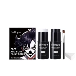 Cover Foundation Clown Set di accessori per il trucco festivo di Halloween colorato di lunga durata impermeabile Kit di pittura per il corpo del viso bianco nero