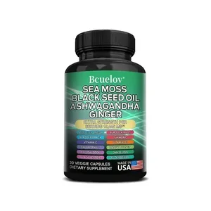Όλα σε ένα συμπλήρωμα με Sea Moss Black Seed Oil Ashwagandha Ginger Enhanced Immunity & Energy 120 Κάψουλες