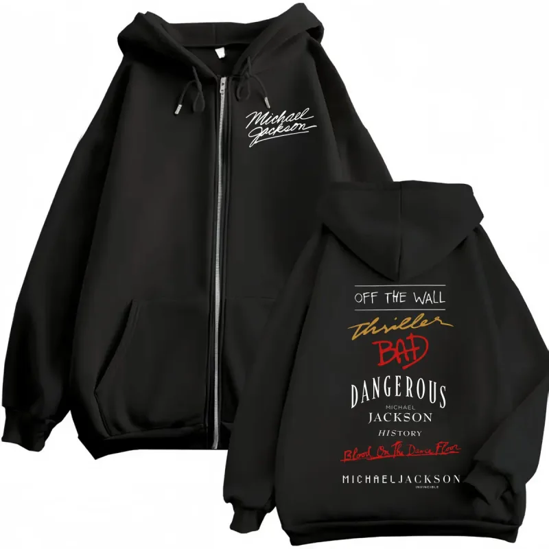Sudadera con capucha con estampado del álbum de Michael Jackson del cantante de Rock de los 90, jerséis con cremallera de alta calidad a la moda para hombres y mujeres, sudaderas de gran tamaño