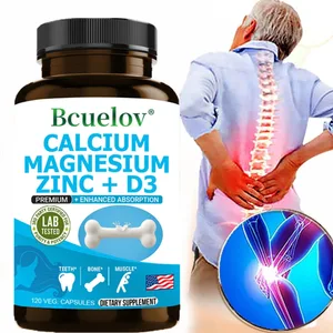 Bcuelov Cálcio Magnésio Zinco Suplemento de Vitamina D3 - Ossos Dentes Músculos Nervos Metabolismo Síntese de Proteínas Sistema Imunológico