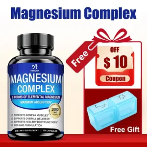 Magnesium Complex Supplement 1000mg -Magnesium Glycinate Citrate Malate Taurate Chelated for Bones Muscle Recovery Energy