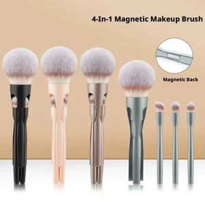 NEW Makeup Powder Brush with Eye Shadow Brush Brushes 4 in-1 All-in-One Magnetic Interlocking Powder Blush Brush Makeup Tools