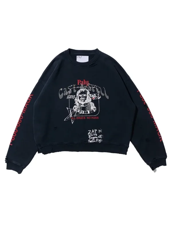 Nuove felpe con cappuccio PALY oversize da uomo donna lavate nere danneggiate felpe con cerniera cardigan vintage casual di migliore qualità