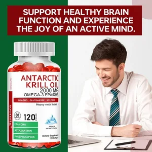 Kapsul Minyak Krill Antartika 2000mg Omega-3 EPA & DHA dengan Suplemen Astaxanthin Bersumber dari Kekuatan Maksimal Krill Merah