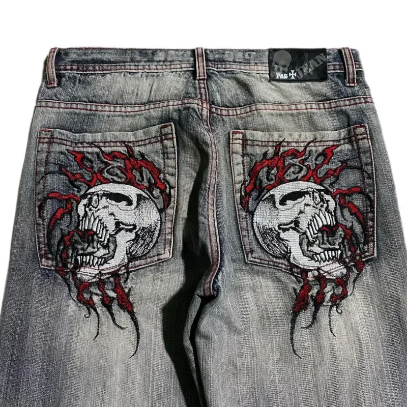 Streetwear casual marrom carpenter jeans masculino feminino bolso pesado bordado perna larga detalhe moda calças soltas ajuste macio y2k