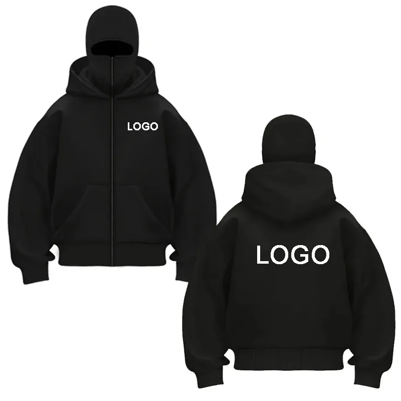 DIY design Mikiny s dvojitou kapucí na zip Pánské mikiny na zakázku s potištěným dlouhým rukávem mikiny na zip pro ženy s maskou ninja svetry bunda
