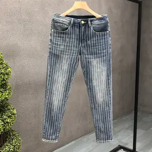 Xu Hướng Thời Trang Mùa Thu Đông Retro Thể Thao Sọc Chân Thẳng Quần Jean Nam Thoải Mái Thoáng Khí Quần Chất Lượng Cao