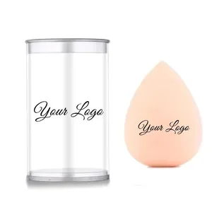 25pcs Custom Logo Beauty Color Cosmetic Blender with box Customize Make Up Private Label Latex Free Clear Box Makeup Sponge