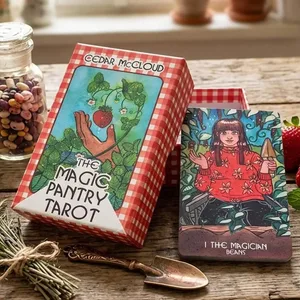 Kouzelná spíž tarotová paluba Akvarelové tarotové karty s motivem jídla pro domácí kuchaře a gurmány Dvojité reliéfní karton 12*7cm