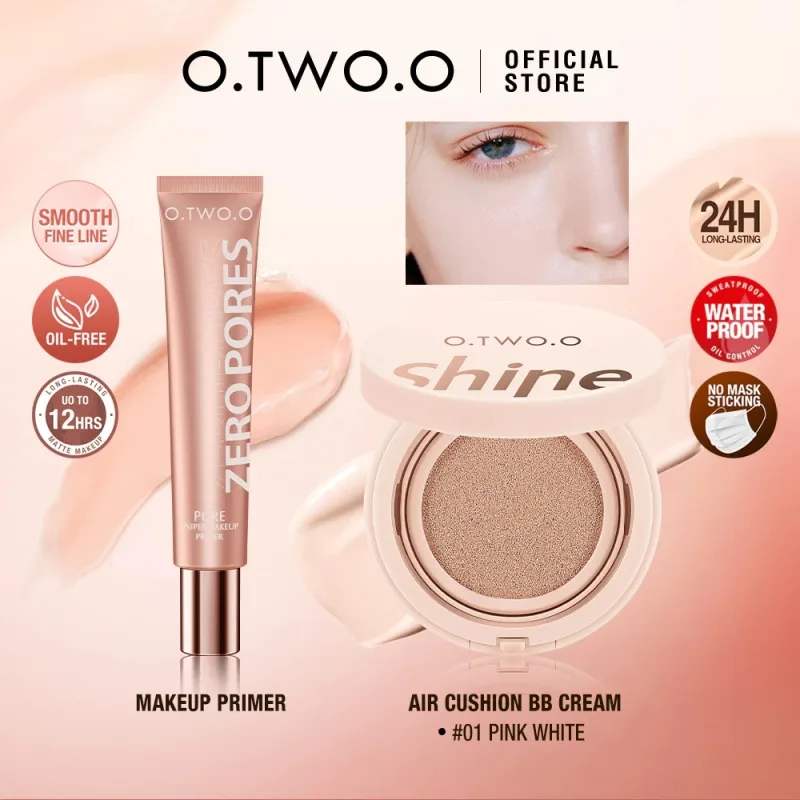 O.TWO.O 2 szt. Zestaw do makijażu twarzy podkład poduszka powietrzna krem ​​BB niewidoczna kontrola oleju porów miękka ostrość długotrwałe kosmetyki Brightskin
